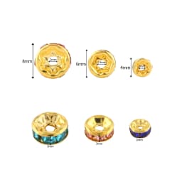 50pcs Brass Crystal Rhinestone Spacer Beads 4/6/8mm Gold Silver AB Color Rondelle Jewelry Makings Findings Bracelet Accessories