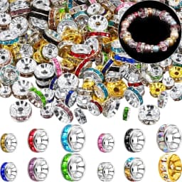 50pcs Brass Crystal Rhinestone Spacer Beads 4/6/8mm Gold Silver AB Color Rondelle Jewelry Makings Findings Bracelet Accessories