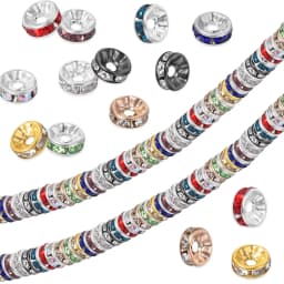 50pcs Brass Crystal Rhinestone Spacer Beads 4/6/8mm Gold Silver AB Color Rondelle Jewelry Makings Findings Bracelet Accessories