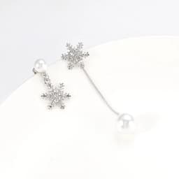 Korean Temperament Asymmetrical Snowflake Imitation Pearl Pendant Earrings for Woman Personality Wild Long Chain Tassel Brincos