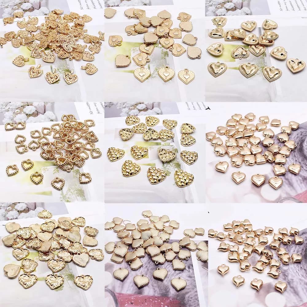 27 style Heart Pendant Charms Metal Alloy Love Heart Charms Pendants For Jewelry Making Findings DIY Necklace Pendants 6pcs