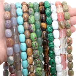 10X14MM Drum Barrel Shape Natural Stone Agates Turquoises Tiger Eye Loose Spacer Beads Charm DIY Handmade Bracelet Necklace