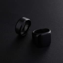 Fashion Men's Smooth Black Stainless Steel Rings Width Signet Square Infinity Finge Ring Hiphop Male Wedding Party Jewelry Gift