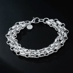 Lnterlocking Circle Silver Color Plated Bracelet Chain For Women Fashion Charm Wedding Engagement Party Jewelry