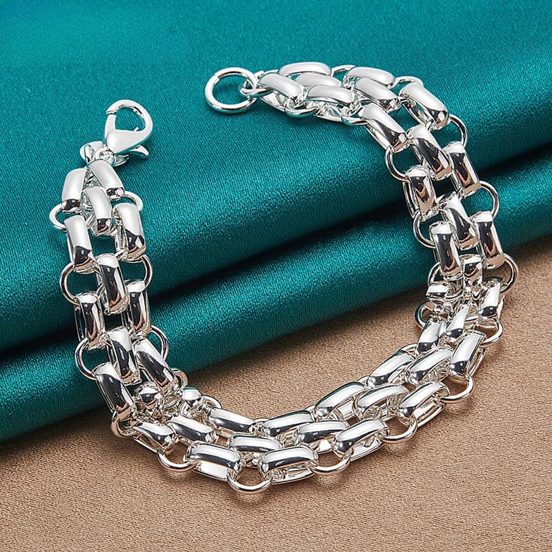 Lnterlocking Circle Silver Color Plated Bracelet Chain For Women Fashion Charm Wedding Engagement Party Jewelry