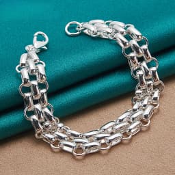 Lnterlocking Circle Silver Color Plated Bracelet Chain For Women Fashion Charm Wedding Engagement Party Jewelry