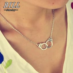 Handcuff Pendant Necklace for Women Men Steampunk Lover's Collares FREEDOM Unique Design Valentine's Day Gift Fashion Jewelry