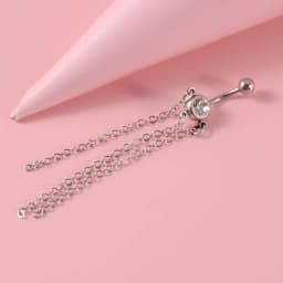 1 Piece Stainless Steel Dangle Navel Belly Button Ring Tassel Pendant CZ Crystal Stone Navel Piercing Woman Dance Jewelry