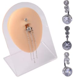 1 Piece Stainless Steel Dangle Navel Belly Button Ring Tassel Pendant CZ Crystal Stone Navel Piercing Woman Dance Jewelry