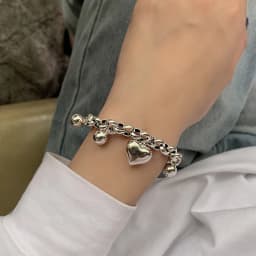 FOXANRY Winter New Silver Color LOVE Heart Bracelet for Women Fashion Creative Balls Pendant Birthday Party Jewelry Gifts