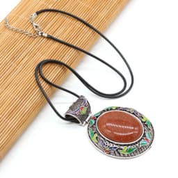 Elliptical Natural Mother of Pearl Shell Pendant Necklace Vintage Ethnic Rose Pink Quartz Charms Necklaces for Women Jewelry