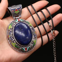 Elliptical Natural Mother of Pearl Shell Pendant Necklace Vintage Ethnic Rose Pink Quartz Charms Necklaces for Women Jewelry