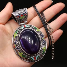 Elliptical Natural Mother of Pearl Shell Pendant Necklace Vintage Ethnic Rose Pink Quartz Charms Necklaces for Women Jewelry