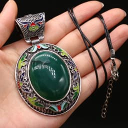 Elliptical Natural Mother of Pearl Shell Pendant Necklace Vintage Ethnic Rose Pink Quartz Charms Necklaces for Women Jewelry