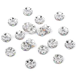 50Pcs/Lot 4/6/8/10mm Mixed Color Rhinestone Rondelle Crystal Crimp Round Loose Spacer Beads for Jewelry Making DIY Accessories