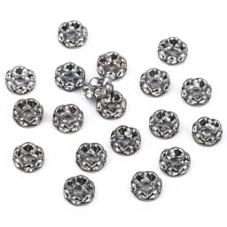 50Pcs/Lot 4/6/8/10mm Mixed Color Rhinestone Rondelle Crystal Crimp Round Loose Spacer Beads for Jewelry Making DIY Accessories