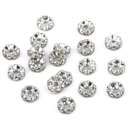 50Pcs/Lot 4/6/8/10mm Mixed Color Rhinestone Rondelle Crystal Crimp Round Loose Spacer Beads for Jewelry Making DIY Accessories