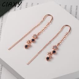 CIAXY Asymmetrical Blue Starry Star Drop Earrings Female Dazzling Micro-inlaid Zircon U-shaped Earring Fashion Jewelry