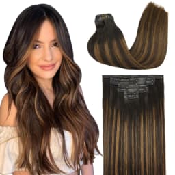 Sunmofavo PU Clip Hair Extensions Human Hair Invisible Balayage Ombre Blonde Color Skin Weft Remy Hair Extensions 150G With Clip