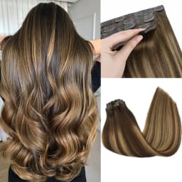 Sunmofavo PU Clip Hair Extensions Human Hair Invisible Balayage Ombre Blonde Color Skin Weft Remy Hair Extensions 150G With Clip