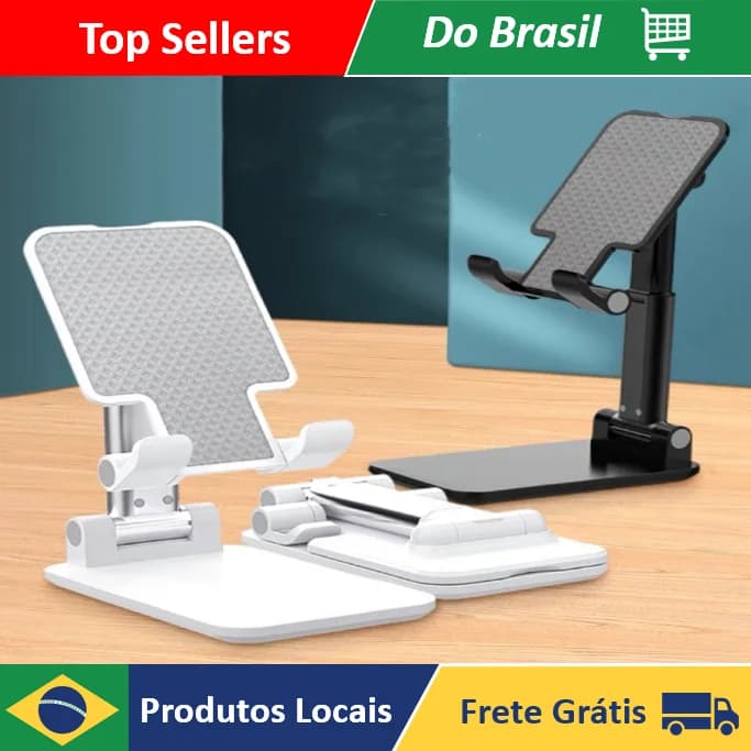 Suporte Para Celular e Tablet Dobrável Portátil Ajustável Apoio Mesa