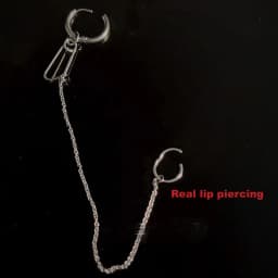 1PC Stainless Steel Chain Linked Earring Hinged Lip Ring Fake Piercing Lip Clip Anime Nana Style Punk Jewelry Body Piercing