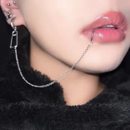 1PC Stainless Steel Chain Linked Earring Hinged Lip Ring Fake Piercing Lip Clip Anime Nana Style Punk Jewelry Body Piercing