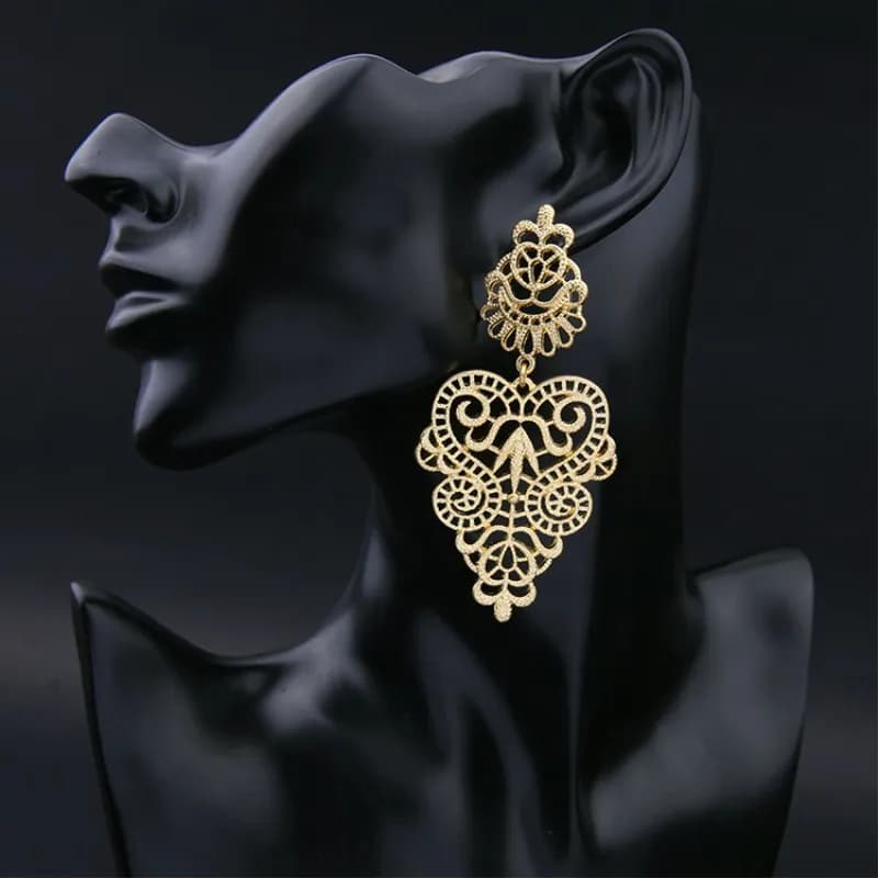 European Fashion Exaggerated Bohemian Hollow Leaves Flower Big Pendants Drop Earrings For Women Jewelry Brincos Bijoux Gift