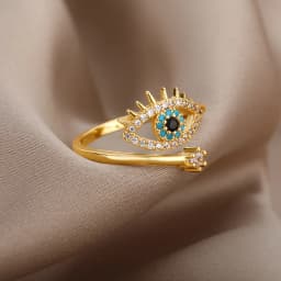 Lucky Turkish Blue Evil Eye Rings For Women Open Adjustable Stainless Steel Ring 2024 Trend Wedding Band Couple Jewelry Gift
