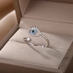 Lucky Turkish Blue Evil Eye Rings For Women Open Adjustable Stainless Steel Ring 2024 Trend Wedding Band Couple Jewelry Gift