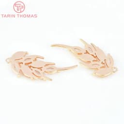 (7139) 4PCS 10.5x27MM 24K Gold Color Brass with Zircon Feather Charms Pendants Jewelry Making Findings Accessories Wholesale