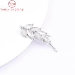 (7139) 4PCS 10.5x27MM 24K Gold Color Brass with Zircon Feather Charms Pendants Jewelry Making Findings Accessories Wholesale