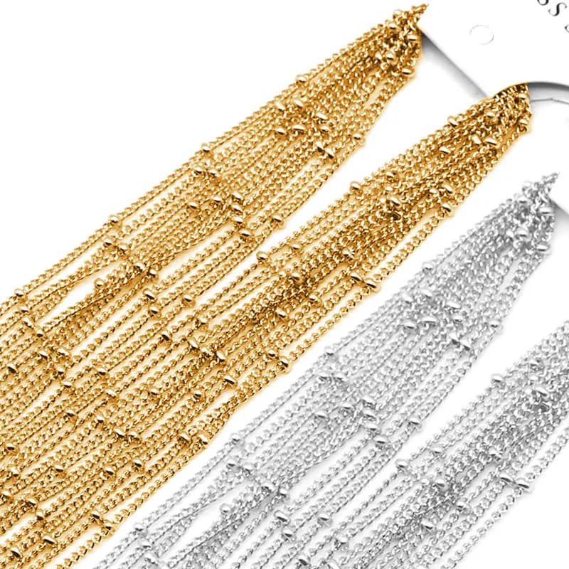 10pcs Stainless Steel Bead Chain Necklace Chains for DIY Jewelry Making Necklaces Accessories Handmade Supplies Wholesale