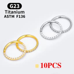 10PCS G23 Titanium Lip Hinged Earrings Hoop Round Tragus Cartilage Helix Segment Ear Nose Ring Body Piercing Jewelry