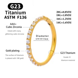 10PCS G23 Titanium Lip Hinged Earrings Hoop Round Tragus Cartilage Helix Segment Ear Nose Ring Body Piercing Jewelry