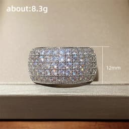 Huitan Micro Paved 5 Lines CZ Ring for Women Bling Bling Fashion Luxury Female Ring Party Engagement Wedding Bands Jewelry Hot