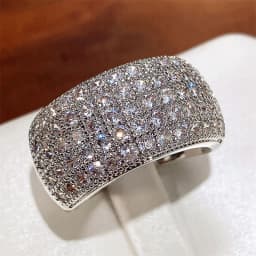 Huitan Micro Paved 5 Lines CZ Ring for Women Bling Bling Fashion Luxury Female Ring Party Engagement Wedding Bands Jewelry Hot