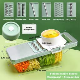 LMETJMA 6 in 1 Vegetable Slicer Mandoline Vegetable Slicer with 6 Interchangeable Blades Veggie Slicer Julienne Shredder JT105
