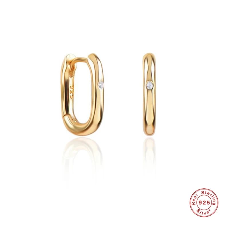 Aide 925 Sterling Silver Retro Geometric Square Circle Hoop Earrings for Women Gift Zircon Huggies Ear Buckle Piercing Jewelry
