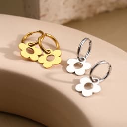 Stainless Steel Earrings Cute Cartoon Flower Pendants Korean Fashion Hoop Earrings For Women Jewelry Best Friend Wedding Gifts