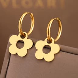 Stainless Steel Earrings Cute Cartoon Flower Pendants Korean Fashion Hoop Earrings For Women Jewelry Best Friend Wedding Gifts