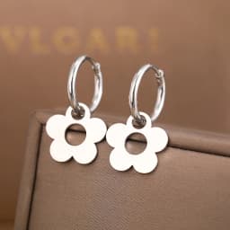 Stainless Steel Earrings Cute Cartoon Flower Pendants Korean Fashion Hoop Earrings For Women Jewelry Best Friend Wedding Gifts