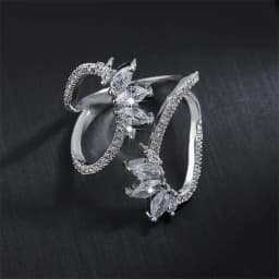 ZAKOL Cute White Geometric Zirconia Leaf Open Adjustable Rings for Women Party Jewelry 2023 New
