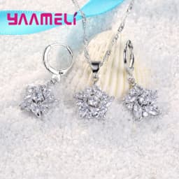 925 Sterling Silver Color Pendant Necklace Earrings Romantic Ethnic Style Windmill Shape Colorful/White Crystal Stone For Girl