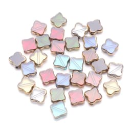 28Pcs 10MM Gold Plated Four Leaf Clover Beads For DIY Bracelet Necklace Jewelry Accessories Loose Spacer Glass Beads Wholesale