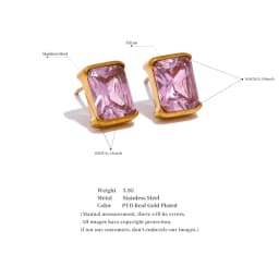 Yhpup Delicate AAA Cubic Zirconia Stainless Steel Square Stud Earrings 18K PVD Plated Trendy Daily Jewelry for Women Gala Gift