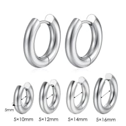 Stainless Steel Hoop Earring For Men Women Simple Hip Hop Rock Gold Color Piercing Punk Chic Jewelry Korean Chunky Earrings
