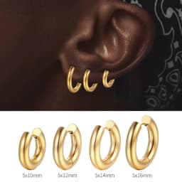 Stainless Steel Hoop Earring For Men Women Simple Hip Hop Rock Gold Color Piercing Punk Chic Jewelry Korean Chunky Earrings