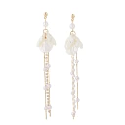 Trendy Temperament Long Pearls No Hole Clip Earrings Imitation Pearl Shell Tassel Long Clip on Earrings on Pierced Ears Women