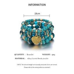 4pcs/set Boho Strand Bracelets For Women Crystal Beads Bracelets Heart Letter Elastic Bangles Wristband Yoga Jewelry Gifts A-